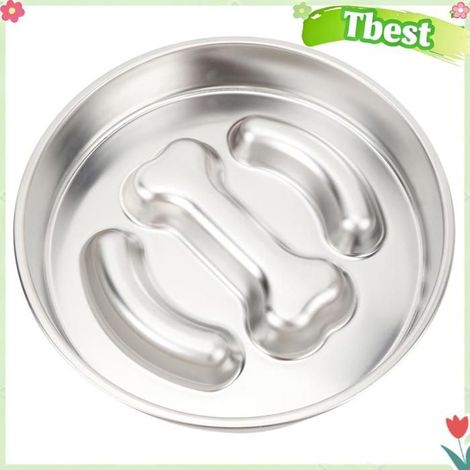 Gamelle pour chien à alimentation lente - TBEST - 2 tasses - Acier inoxydable 304 - Motif osseux - 22x22x4 cm (1/5)