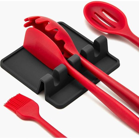 Porte-ustensiles en silicone, support pour cuillères, porte-spatules, support pour cuillères, rangement pour baguettes, rangement multifonctionnel pour la cuisine et la maison (1/5)