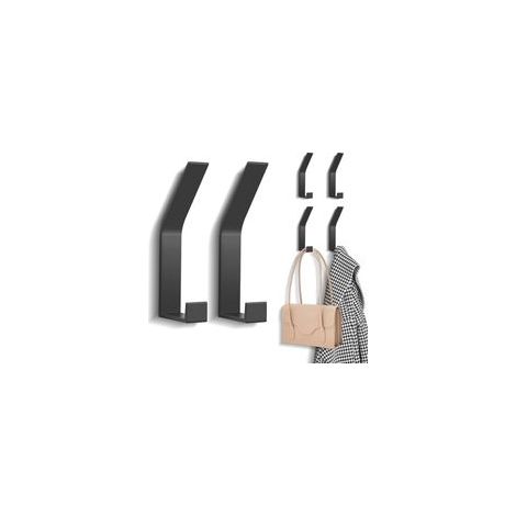 6 PCs Patères, Porte Manteau Mural (Vis Invisibles), Crochet Porte Manteau Moderne pour Vestes, Manteaux, Vêtements, écharpes, Sacs à Main et Plus (Noir)