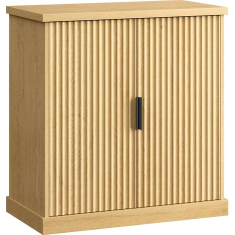 Vasagle – Buffet de rangement avec étagères réglables – Portes cannelées – Style transitionnel – Dimensions 40x76x80 cm – Couleur beige chêne (1/5)