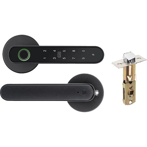 Serratura intelligente con impronta digitale, connettività Bluetooth, molteplici opzioni di sblocco, nera (1/2)