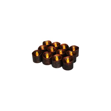12 LED lumières à thé sans flamme alimentées par piles - Style rétro avec clignotement lumineux jaune - Idéales pour Halloween, Thanksgiving, fêtes et décoration intérieure