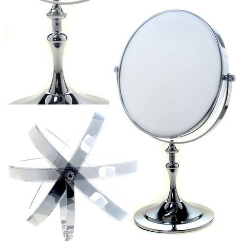 Miroir Cosmétique sur Pied 10X Grossissement, 20 cm Miroir Maquillage, Orientable, Miroir de Rasage, chromage Miroir de Salle de Bain, Double Visage 8 inch Miroir de Table, TKD3105-10x (1/5)