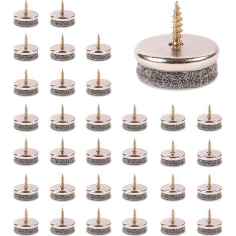 32 Stuhlgleiter – Möbelgleiter – 5 mm Filzgleiter mit Schrauben – Für Zuhause, Büro, Restaurant – Braun – 2,5 x 0,5 cm (1/5)