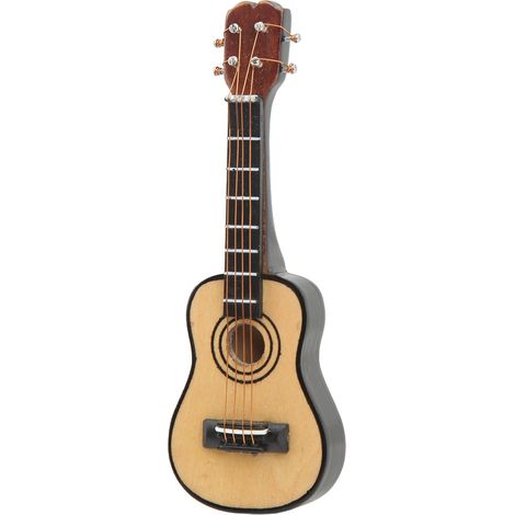 Guitare miniature à l'échelle 1:12, en bouleau peint, réaliste et décorative, idéale pour une maison de poupée classique. (1/5)