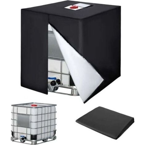 Bache pour Cuve 1000L IBC, 420D Réservoir d'eau Couvercle, Anti-UV Housse Protection Cuve, Bâche de Protection Cuve IBC avec Fermeture éclair, 120 x 100 x 116 cm(Noir) (1/5)