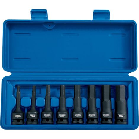 Draper 26439 - Set di Chiavi a Bussola, Bocca Esagonale, Attacco 1,2 cm, 8 Pezzi