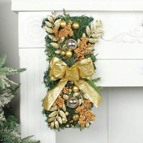 Guirlande d'escalier Suspendue sans Fil, Garniture de Butin d'escalier pré-éclairée illumine la décoration d'escalier de Noël, Couronne de Porte, Ornement suspendu-1PC45x20cmWithLightj (1/5)