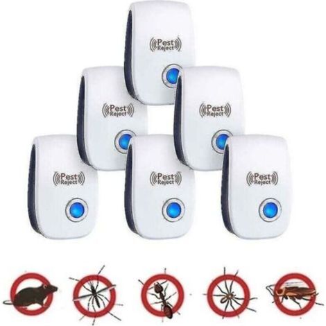 Pack de 6 répulsifs ultrasoniques contre insectes et rongeurs, efficace dans un rayon de 80 m² (1/5)
