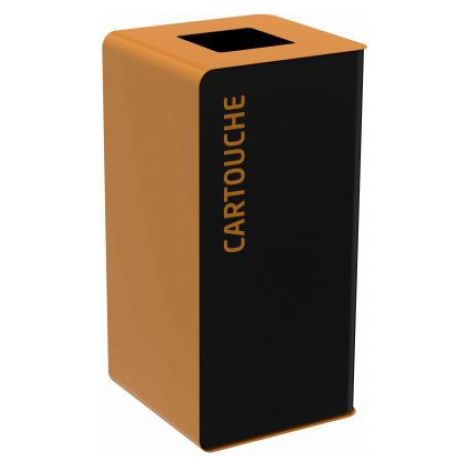 Borne de tri sélectif Cubatri, sans serrure - cartouche - 75l - gris manganèse / marron - RAL 8001 (1/3)