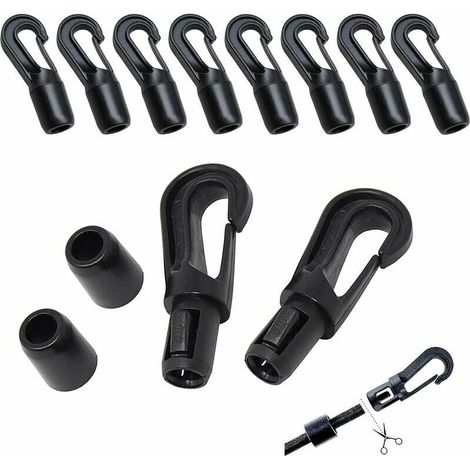 10 crochets pour corde, mousqueton pivotant en plastique, clip de déclenchement, tendeur élastique, accessoire de tension pour sacs et bagages (1/5)