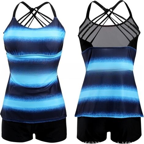 Maillots de bain rétro deux pièces pour femmes, débardeurs de sport avec shorty, taille XXXL (1/5)