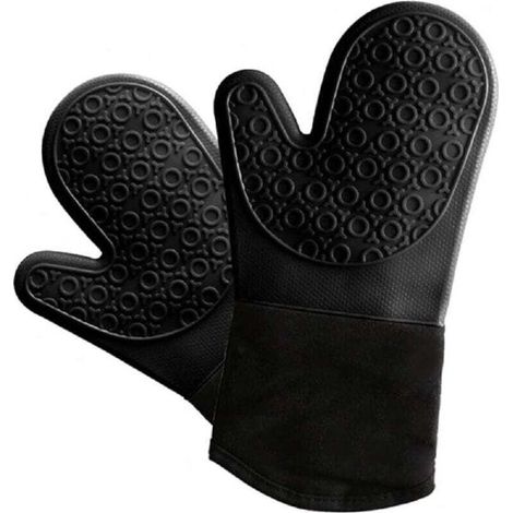 Gants enduits de silicone résistants à la chaleur (jusqu'à 500 °C) - Tapis imperméable et résistant à la chaleur, compatible avec les grils, les fours et les micro-ondes - 33 x 19 cm (1/4)