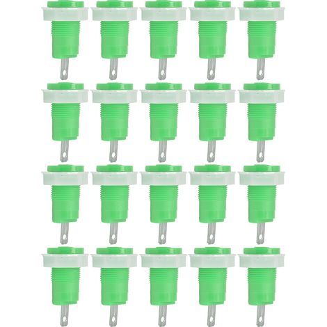 Lot de 20 bornes de raccordement à douille banane en laiton, sécurisées pour le soudage, avec mise à la terre, 4 mm, 402 1 kV 32 A, vertes (1/5)