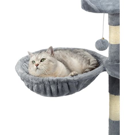 lionto Amaca per Tiragraffi per Gatti Accogliente Nido di Morbido Peluche Diametro 40 cm, Profondità 15 cm Grigio Chiaro (1/5)