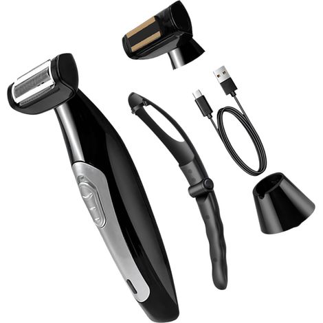 Rasoir à cheveux pour le dos pour homme avec poignée extensible de 46 cm, étanche et chargement USB pour un toilettage facile (1/5)