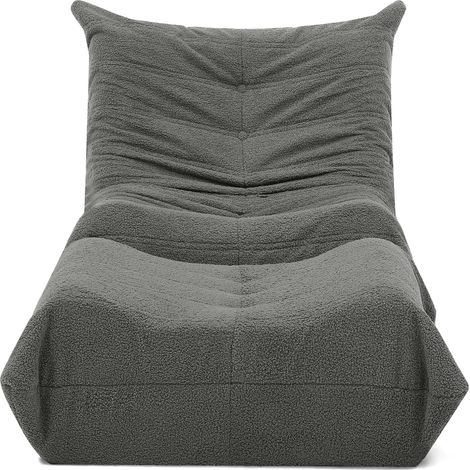 Fauteuil lounge avec dossier et repose-pieds en teddy, pouf de sol moelleux en mousse, gris, pour lire, se détendre et gagner de la place CHICFURN (1/5)