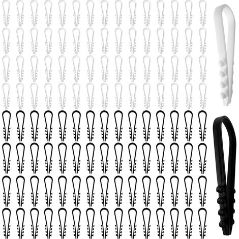 120 Pièces 2 Tailles Clips de Câble Électrique, Attache Fil Électrique, Fixation Murale, pour Bureau et Domicile, Blanc et Noir (1/5)