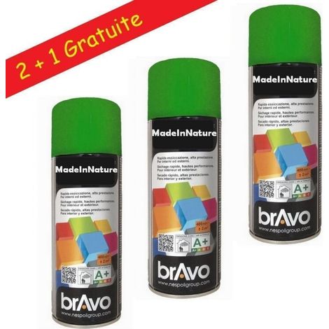 Bombes de peinture, spray peinture nuancier Ral, Intérieur et Extérieur, 400 ml, de MadeInNature - Vert jardin brillant Ral 6001 - Lot de 3. (1/3)