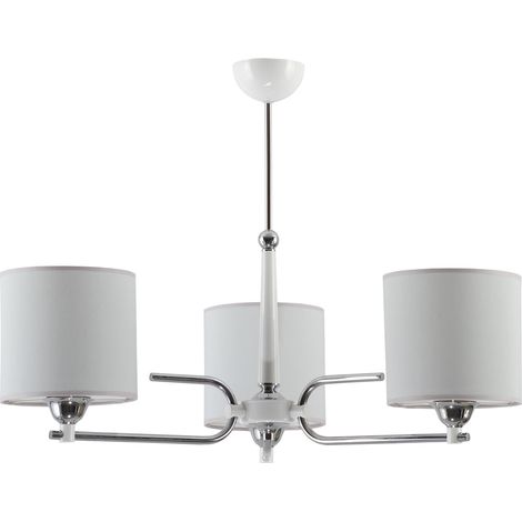 Lampadario classico bianco/cromo 3xE27 paralumi grigi Jupiter