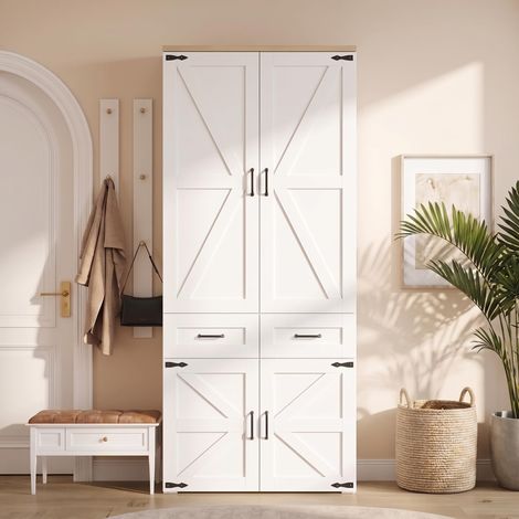 Armoire Chambre Penderie avec 4 Portes,5 Tiroirs,Tringle à Vêtement (1/5)