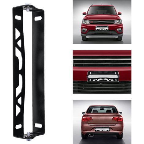 Plaque d'immatriculation universelle en aluminium noir, cadre ajustable pour voiture style course, support de plaque numéro (1/5)