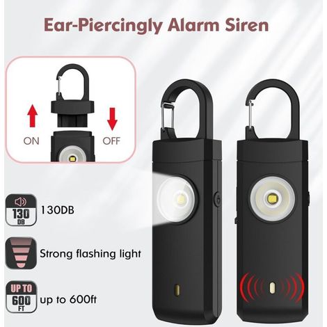 Alarme personnelle - Alarme de poche 130 dB - Cadeau idéal pour Noël ou un anniversaire, étudiants, travailleurs, personnes âgées, enfants, noir (1/5)