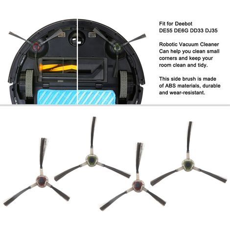 Jeu de 4 Balais Latéraux ABS de Rechange Compatible Robot Aspirateur Deebot DE55 DE6G DD33 DJ35 - Accessoire Performant et Résistant (1/5)