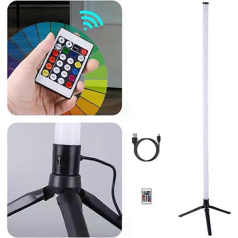 Lampadaire d'angle RGB avec éclairage d'ambiance à couleurs changeantes, application et télécommande, chargement USB, pour salon et chambre. (1/5)