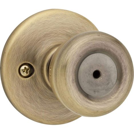 Bouton de porte intérieure avec serrure, poignée de porte pour salle de bain et chambre à coucher, poignée de porte en laiton antique, sans clé, 1 pièce