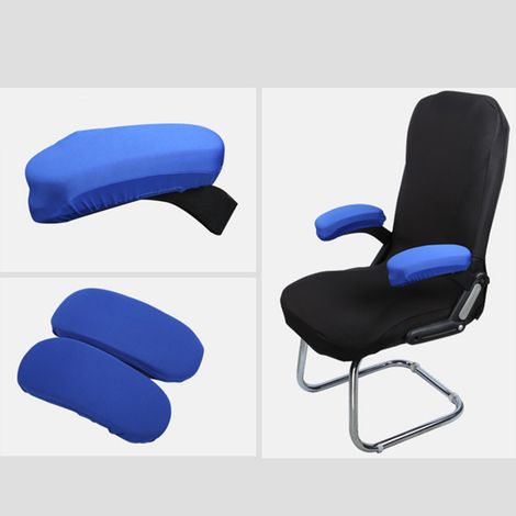 paire de housses d'accoudoirs avec revêtement en mousse douce, respirantes et sûres, adaptées aux chaises de bureau à domicile, bleues, 35 x 9 cm / 13,8 x 3,5 pouces (1/5)