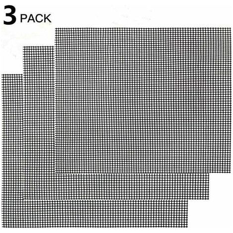 Barbecue Grill, Barbecue Grill Non-Stick Cooking Mat 3 Pieces - Reusable Heat Resistant Grill Baking Sheet, for Indoor and Outdoor Barbecue (Black, 42 (1/4)