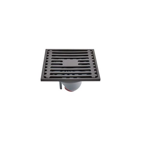 Bonde de Sol Carrée Acier Inoxydable Finition Gris Sablé, Anti-Odeur/Refoulement + Double Filtre, Salle de Bain Cuisine, 98x98mm, Tuyau 50-75mm