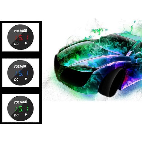 Voltmètre numérique à panneau LED rond pour bateau à moteur, moto et voiture 12-24 V CC (1/4)