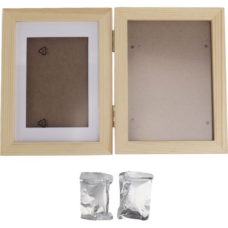 Kit souvenir empreinte de patte d'animal de compagnie, cadre photo en bois avec moule en argile blanche, pour les amoureux des animaux et en hommage à eux. (1/5)
