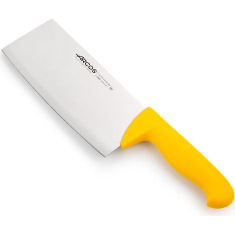 Macheta Arcos Colore - Prof 298500 acciaio inox Nitrum e mango polipropilene ergonomico giallo e foglia 20 cm, e spessore 2,5 mm in scatola. (1/5)