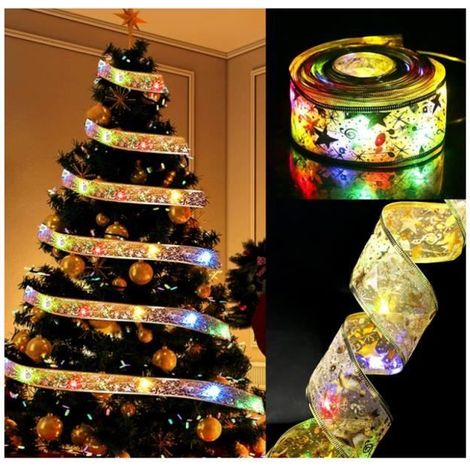 Lichterkette - Geschenkband - 100 LEDs - 10m - Helligkeit einstellbar - 8 Beleuchtungsmodi