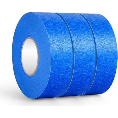 Ruban de masquage - 3 rouleaux - Autocollant - Facile à déchirer - 2,5 cm x 20 m - Bleu (1/5)