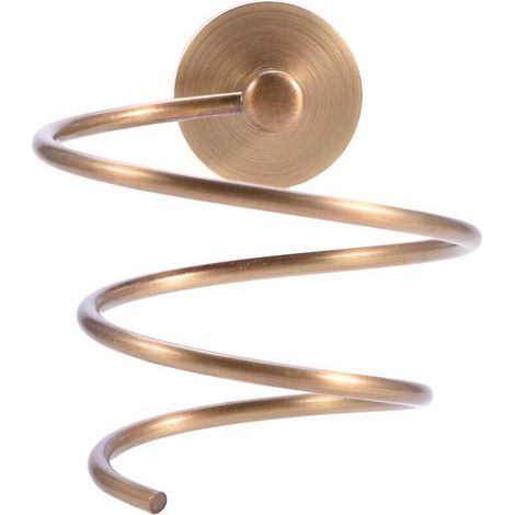 Supporto per asciugacapelli in ottone massiccio con vano per riporre il cavo, accessorio da bagno. (1/5)