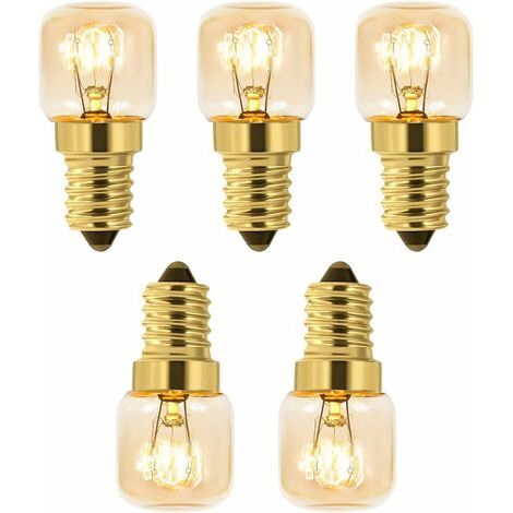 NALOOKAMIC Lot de 5 Ampoule à Sel 15W E14 T22, Incandescence Blanc Chaud 2700K, 80LM, AC 230V, Ampoule Four 15w 300°, Pour Four, Frigo, Lampe de Sel, Fours Grill (1/5)