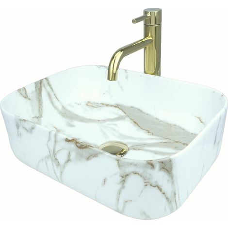 GTM Design Aufsatzwaschbecken 40 cm – Glanz Modern Waschbecken ohne Hahnloch – Elegantes Aufsatzwaschbecken Oval für Badezimmer und Gäste WC – nur Bad Waschbecken (1/5)