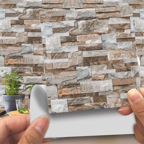 Stickers carrelage décoratifs 20 pièces – Imitation cuir style brique 3D – Imperméables et auto-adhésifs – Décoration salle de bains et cuisine - LA020 (1/5)