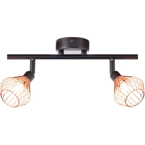 BRILLIANT Lampe Dalma Spotrohr 2flg schwarz/kupfer 2x QT14, G9, 33W, geeignet für Stiftsockellampen (nicht enthalten) Köpfe schwenkbar (1/5)
