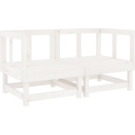 Maison Exclusive - Garten-Ecksofas 2 Stk. Weiß Massivholz Kiefer