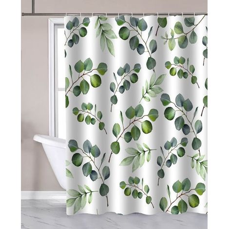 Rideau de douche 180x180cm, polyester, eucalyptus (1/2)