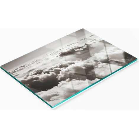 Tableau décoratif de cuisine multifonctionnel en verre trempé, motif nuages, 80 x 52 cm (1/5)