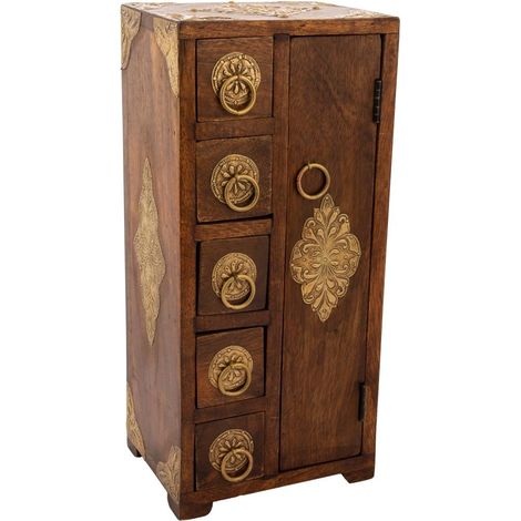 Joyero de madera marrón 17x12,5x37h cm (1/5)