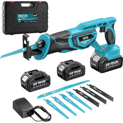 21V Cordless Reciprocating Saw 3300 SPM Brushless Motor Reciprocating Saw with 2 x 4.0Ah Batteries, 8 Blades for Wood, Metal, PVC (1/5)