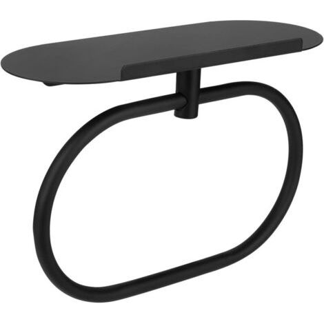 Anneau porte-serviettes avec support intégré, en acier inoxydable, support mural, convient aux salles de bains et aux cuisines (noir) (1/4)