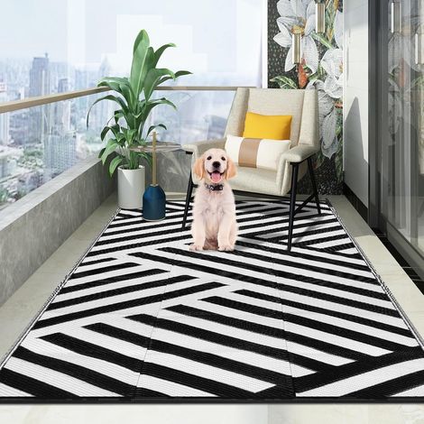 Tapis Extérieur Résistant à la Pluie, Tapis Extérieur Terrasse en Plastique, Résistant aux UV, Réversible, Pliable et Lavable, Tapis d’Extérieur Adapté pour Jardin, Balcon, Salon, Terrasse (1/5)
